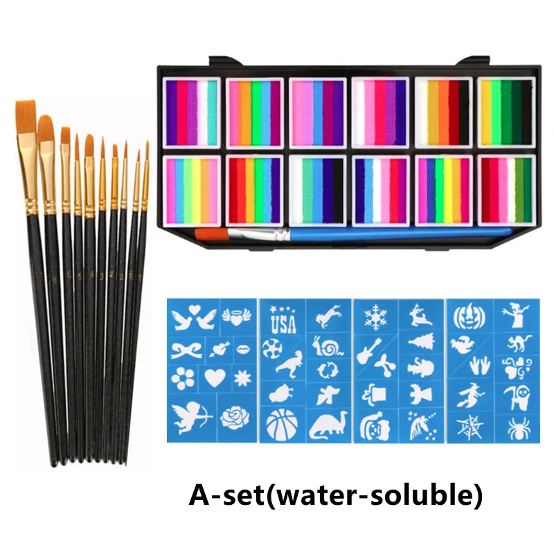 Tidesmit 12 color water-soluble face body paint palette for professional carnival cosplay and Halloween makeup art