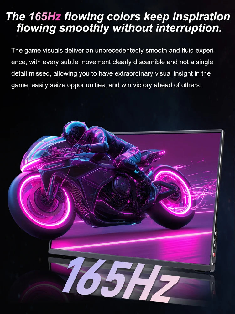 16" 2.5K 165hz 144hz Portable Monitor 1920*1200 16:10 100%sRGB 450Cd/m² Travel Gaming Display for Laptop Switch ps4 ps5 Xbox