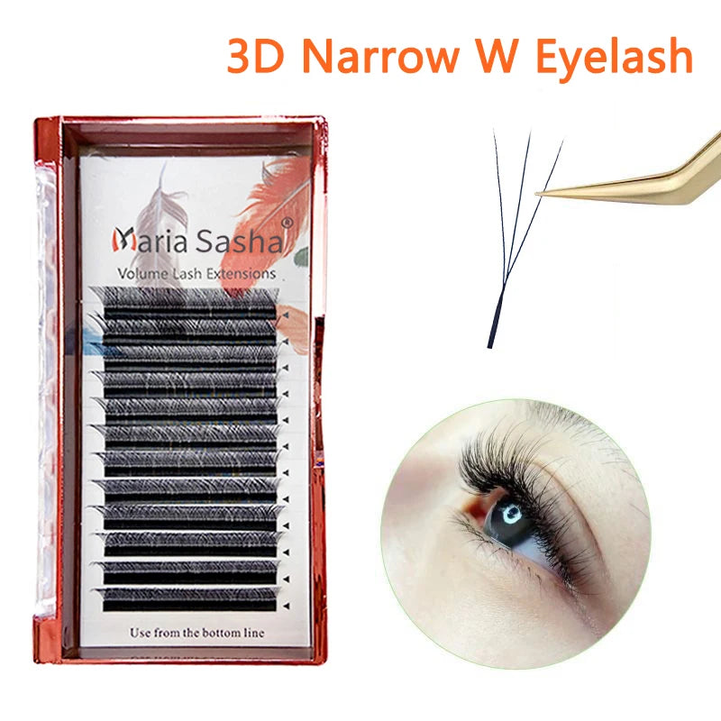 MARIA 3D Narrow W Shape Eyelashes Hand Premium lashes Soft Light Natural Lashes Extension Supplies Makeup Mesh Net Cross