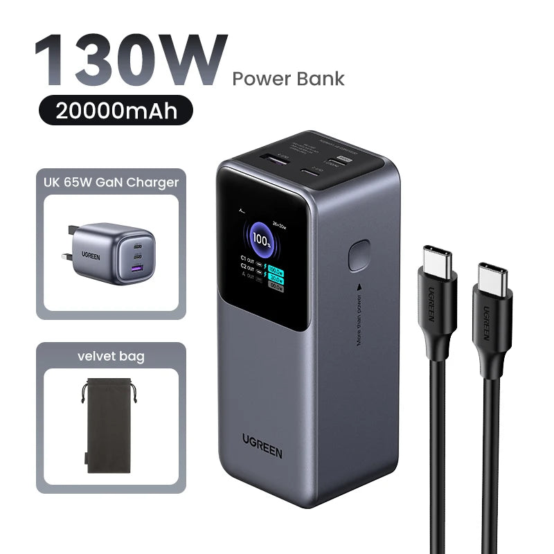 200W High Capacity Power Bank for Laptops and USB-C Devices 130W UK Bundle Tidesmit