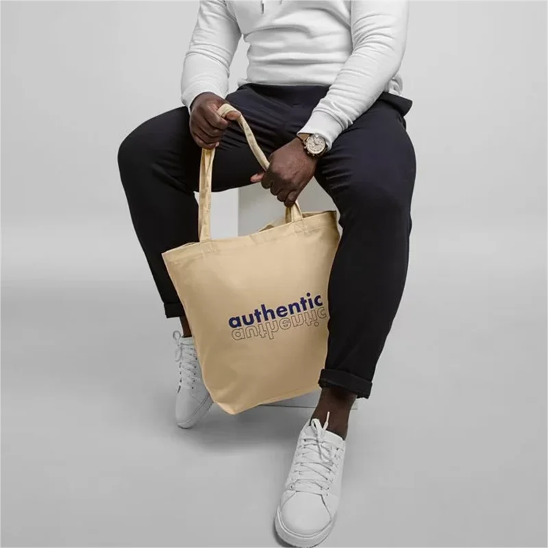 100PCS/Lot Custom Logo Natural Canvas Tote Bags – High-Quality Reusable Cotton Grocery Shopping Bags with Large Capacity