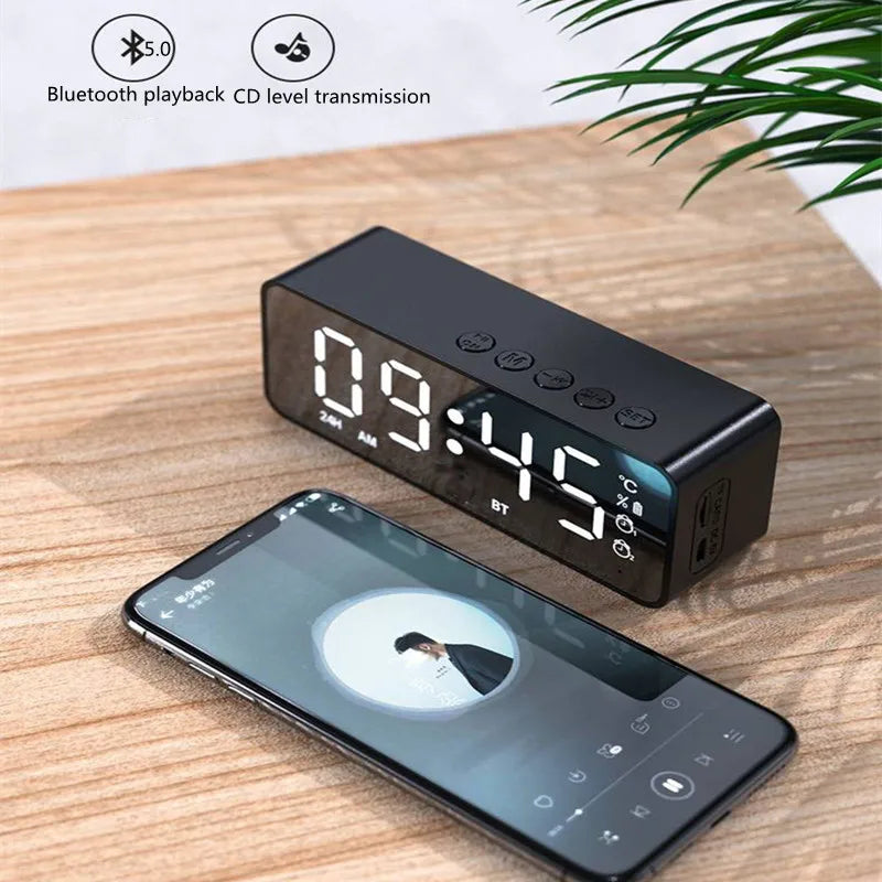 Wireless Bluetooth Speaker Alarm Clock Portable Radio FM Subwoofer Sound Box Music Mini Lamp Woofers Caixa De Som Coluna Bocina