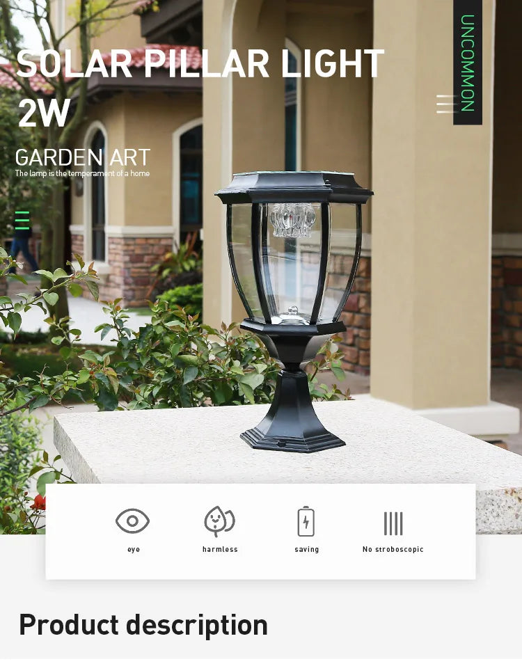 Solar LED Light Outdoor Lamp Pillar Light Solar Panel Spotlights Garden Decoration Outdoor Street Wall Sconce Lamp Sunlight
