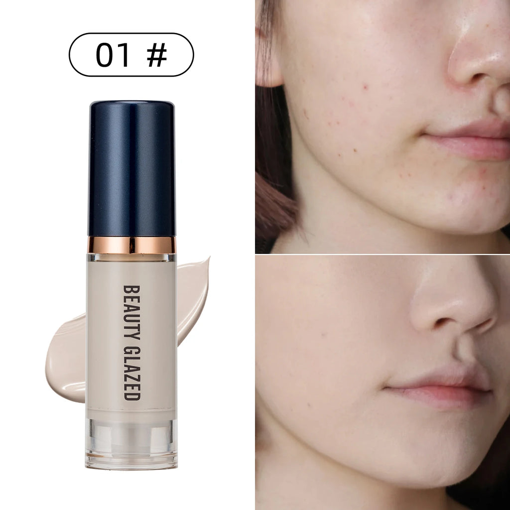 Tidesmit Beauty Glazed 6 color liquid foundation concealer texture close-up for full coverage waterproof face makeup