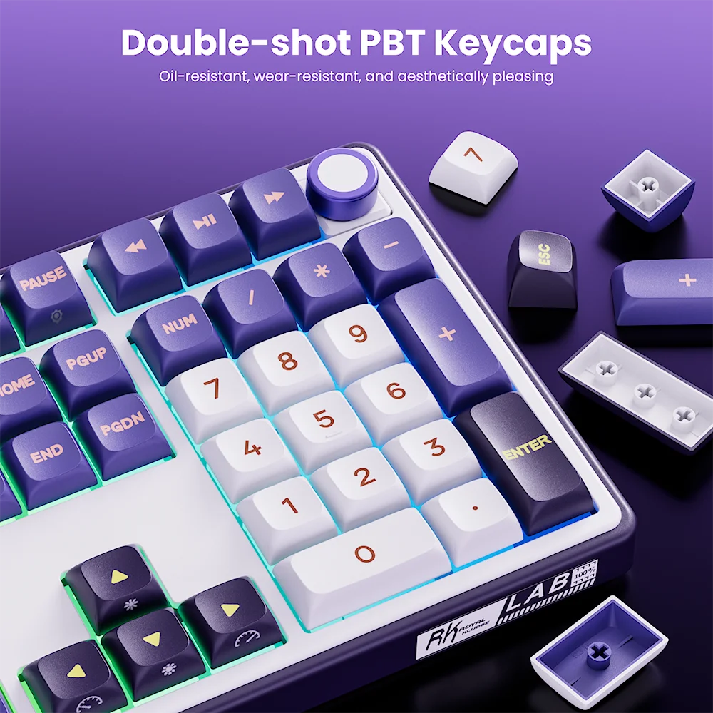 RK Royal Kludge R108 Wired Mechanical Keyboard 100% 108 Keys MDA PBT Keycap Gasket RGB Hot-swappable Gamer Keyboard Metal Knob