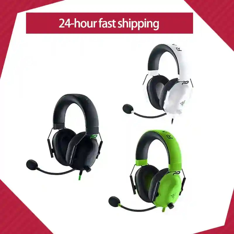 Razer BlackShark V2 X Gaming Headset with 7.1 Surround Sound - Black, White, Green Tidesmit