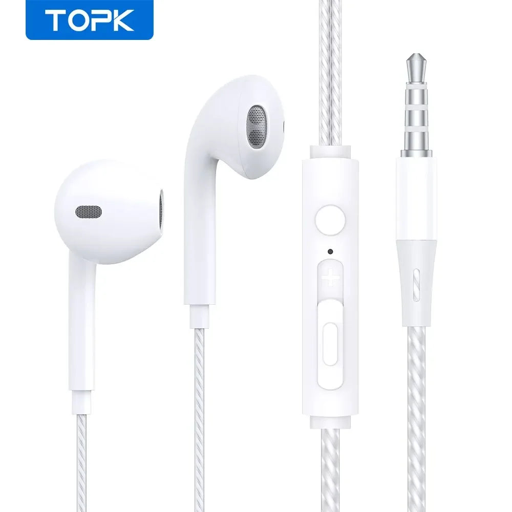 Wired In-Ear Headphones with Mic HiFi Sound by Tidesmit White for 3.5mm Jack Tidesmit