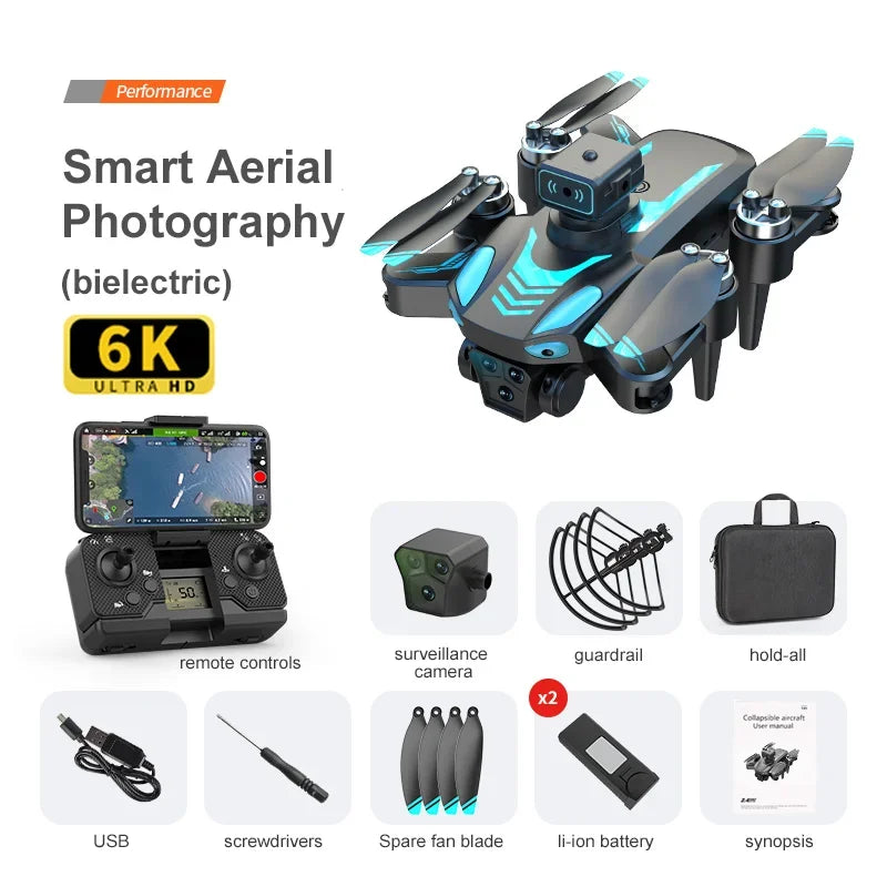 Foldable Camera Drone with Obstacle Avoidance - Tidesmit 4K Series Blue-Dual C-6K-1B Tidesmit