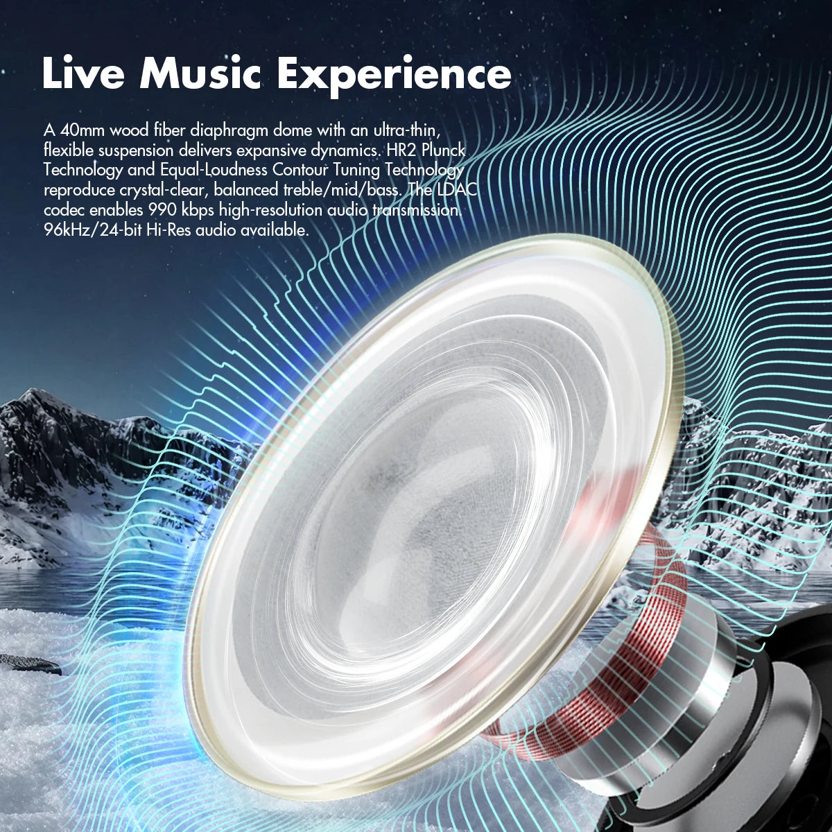 Tidesmit Wireless Headphones with Active Noise Cancellation - Over-Ear Tidesmit