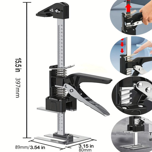 Cabinet lifter height locator with long measuring scale and anti-slip clamping handles