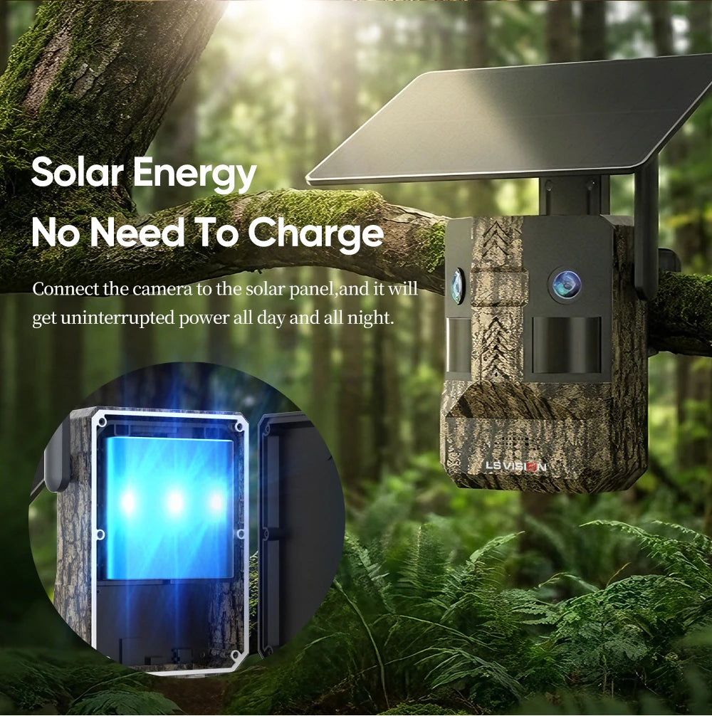 UCON 24MP Outdoor Solar Cellular Trail Camera Wildlife Camera Dual Screen Dual PIR Animal Detection 0.2s Triggered Night Vision