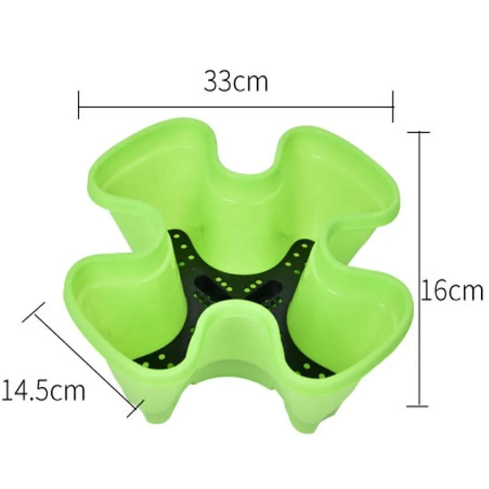 Green 4-petal plastic vertical flower pot for stacked planting