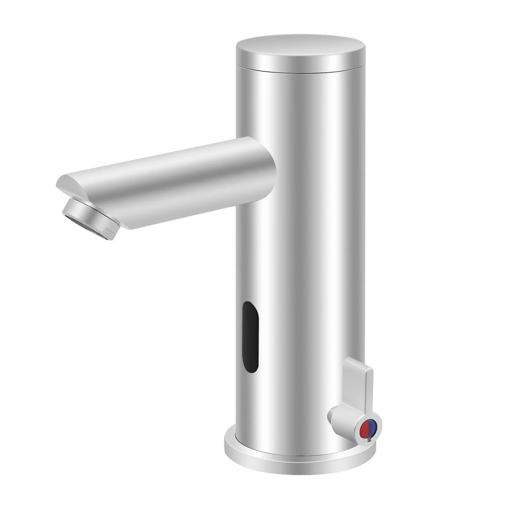 Compact Hot Cold Touchless Sensor Faucet, 304 Stainless Steel Automatic Infrared Sensor Tap, DC 6V Power Supply, Water Temperature Range 0–55°C , for Bathroom Sink, Hotel, Hospital, Office