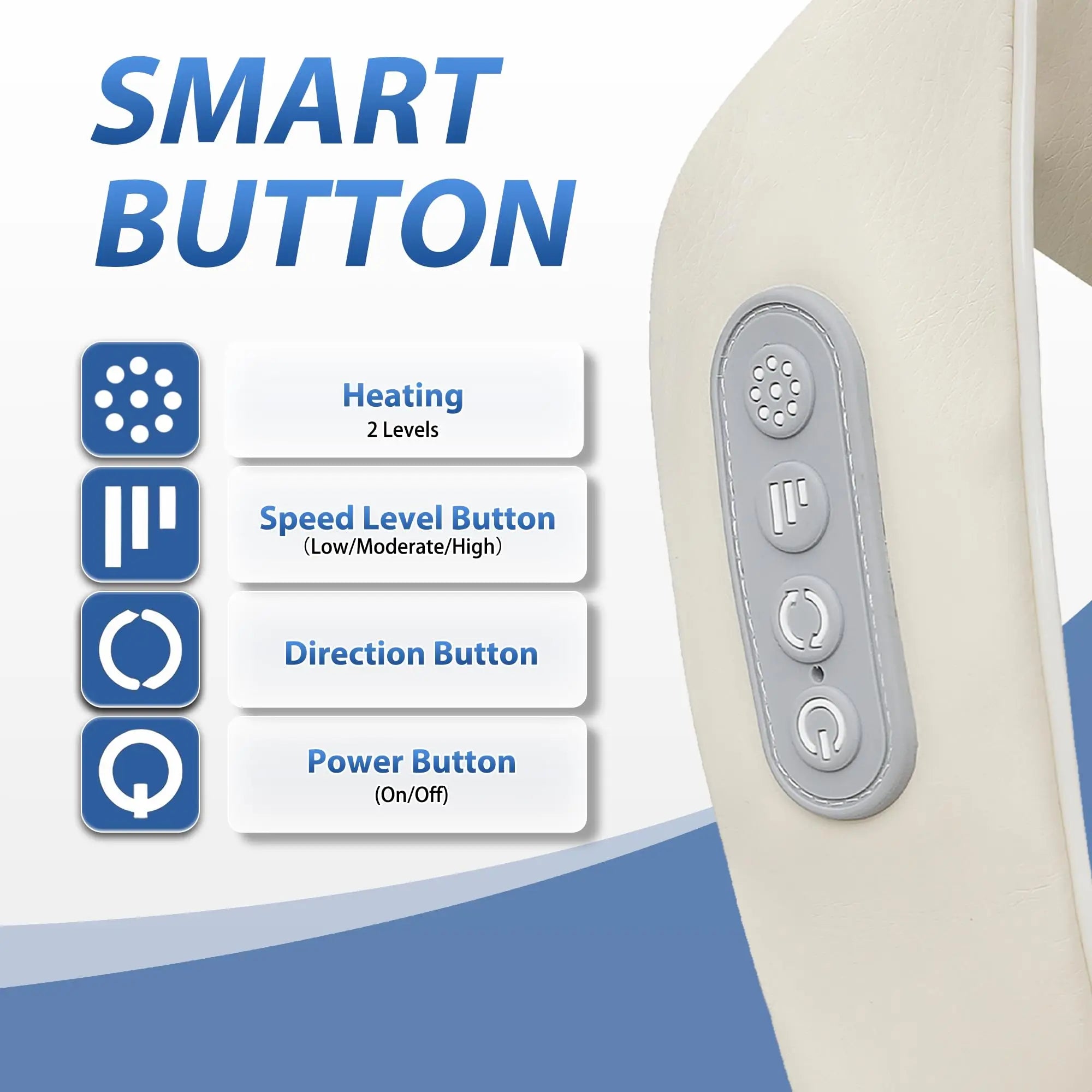 Shiatsu Neck Massager Cordless with Heat - Deep Tissue Relief GEN2 Relaxation Treatment Tidesmit