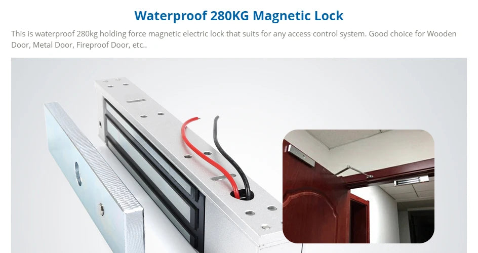 HOMSECUR 12V Waterproof Electric Magnetic Lock 280KG 600lb Holding Force For Iron Wooden Door Access Video Intercom System