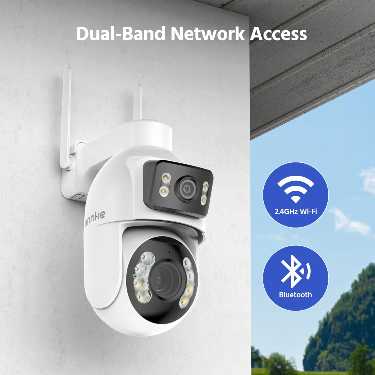 ANNKE 3 Inch PTZ Dual-Lens Security Camera, 5+5MP Dual-View on One Screen, 12X Optical Zoom, AI Human Tracking, Smart Dual-Light Full-Color Night Vision, Two-Way Audio, Siren Alarm, Alexa/Google Home Compatible