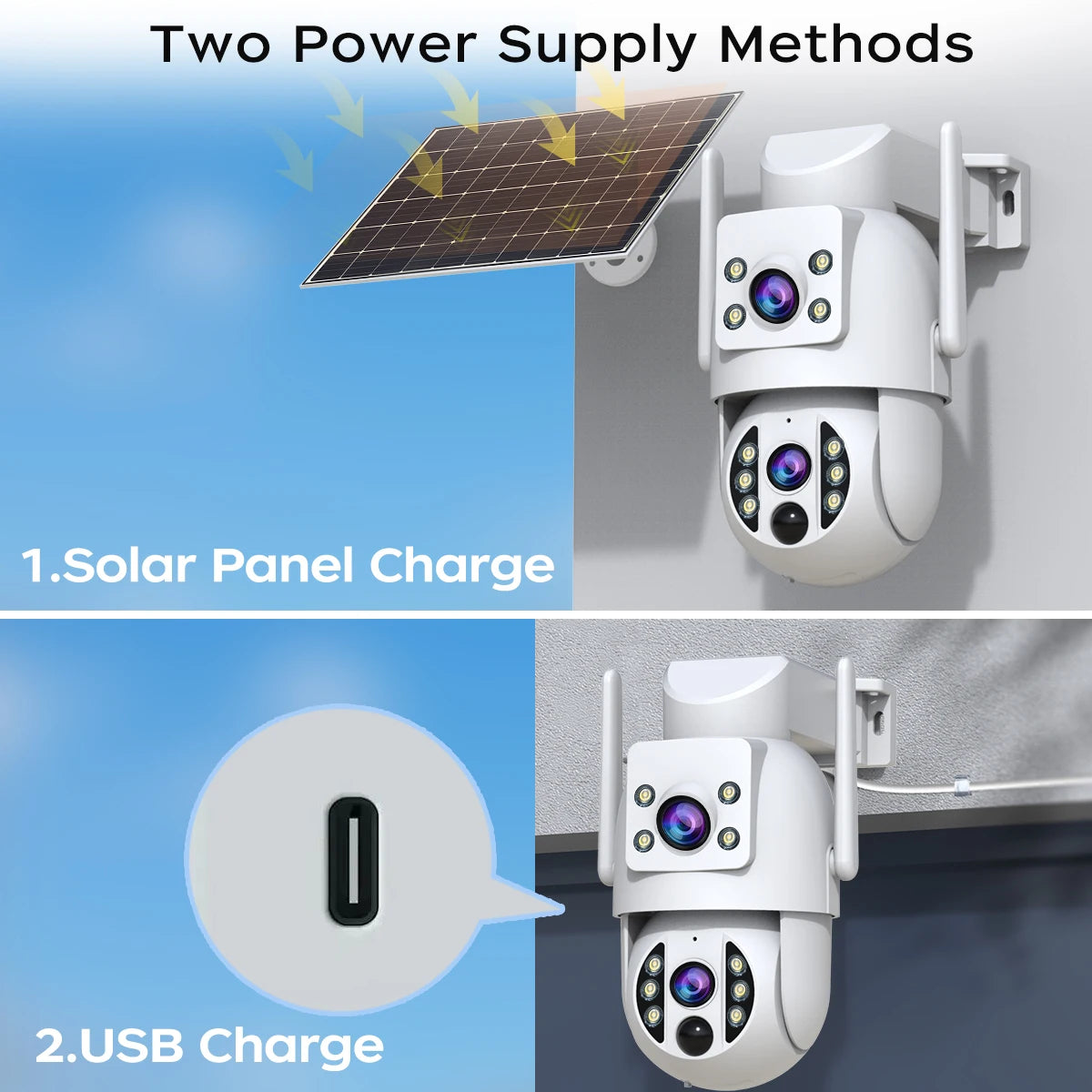 JOOAN 4K WiFi Solar Camera Dual Lens Outdoor Wireless AI Human PTZ IP Camera Built-in Battery Video Surveillance Camera