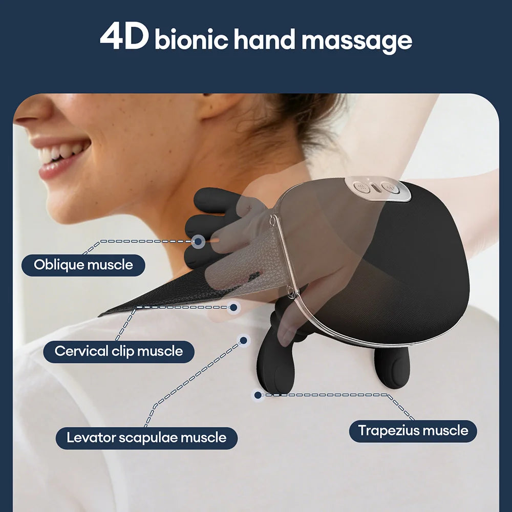 4D Bionic Neck Massager - Deep Tissue Muscle Relief with Heat Therapy Massage Chairs Tidesmit