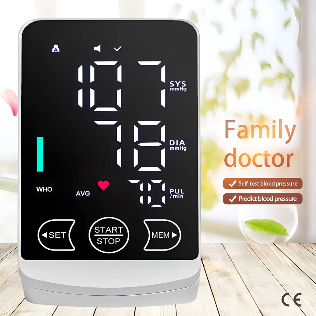 Voice Tonometer Portable LED Upper Arm Bp Machine Home Monitor Blood Pressure Meter Cuff Digital for Home Use Health Care