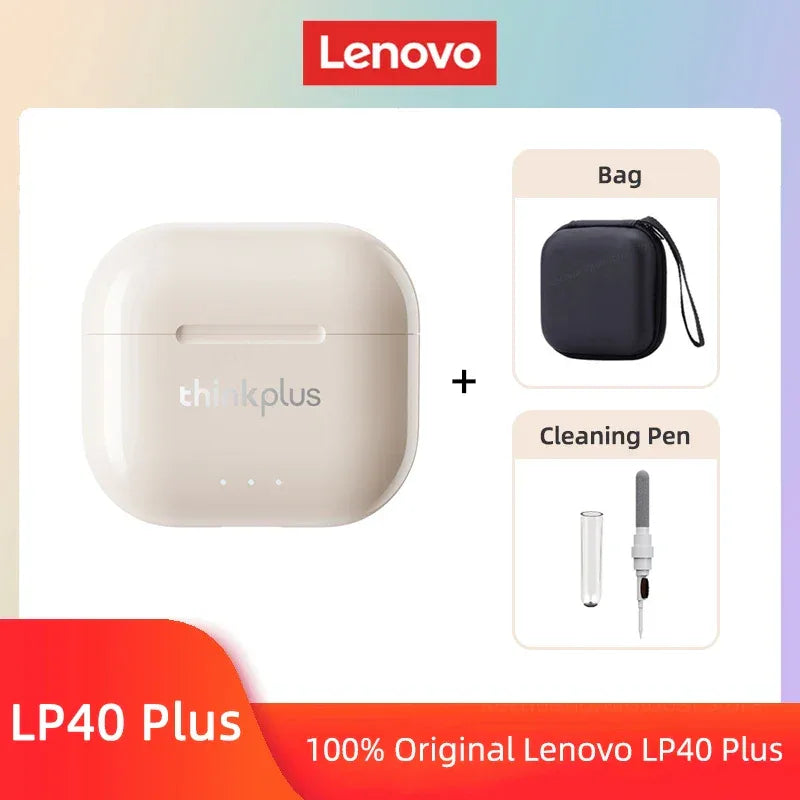 Lenovo LP40 II TWS Wireless Bluetooth Earphones by Tidesmit Beige Bag Pen Tidesmit