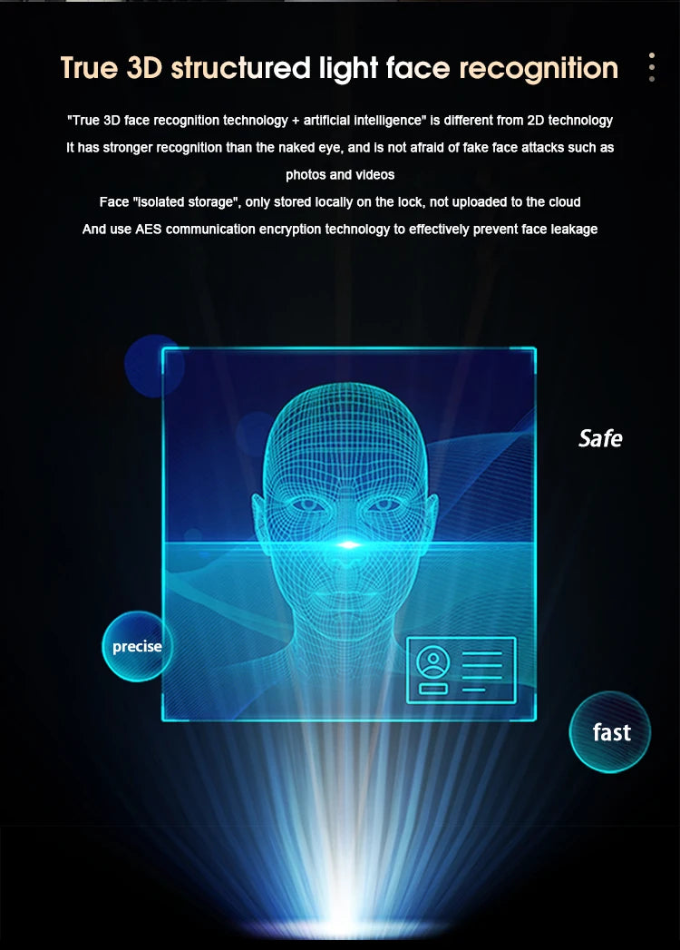 Electric Tuya App 3D Face Recognition Smart Doorlock Fingerprint Biometric Password Full Automatic Wifi Door Lock with Camera