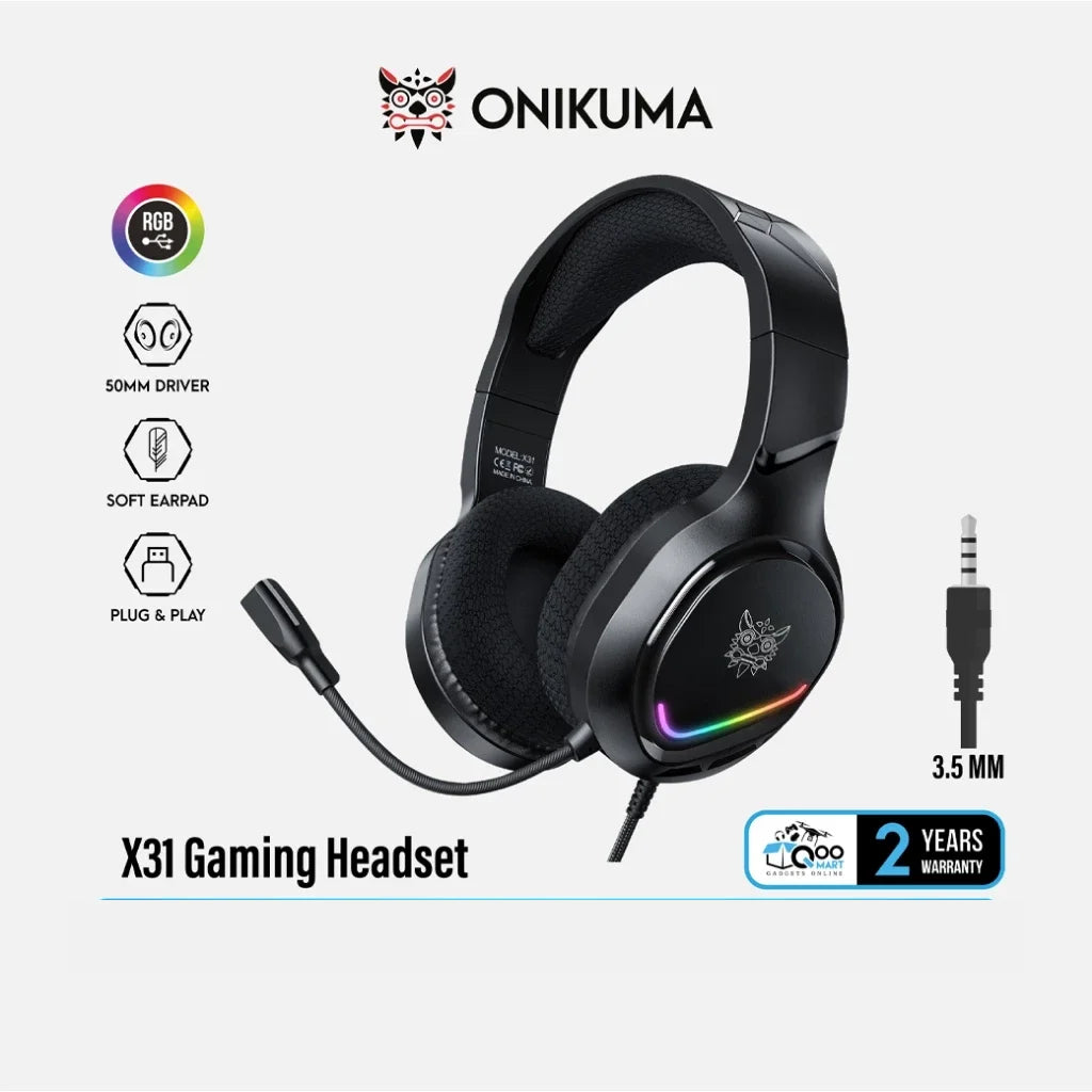 Tidesmit Gaming Headset with 50mm Drivers & RGB LED for PC PS5 Xbox Tidesmit