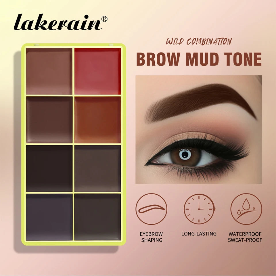 Tidesmit 8 color blush eyebrow cream highlighter palette with matte and shimmer makeup finishes for natural brows