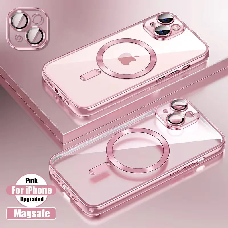 Magnetic iPhone 16 Case with Lens Protection - Slim Shock-Absorbing Cover Pink Tidesmit