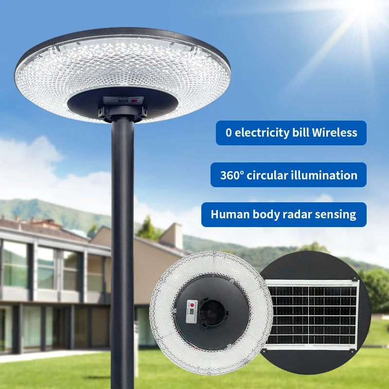 Solar Garden Light 360° Circular Illumination Human Radar Sensing 0 Electricity Bill Wireless Solar LED Lamp