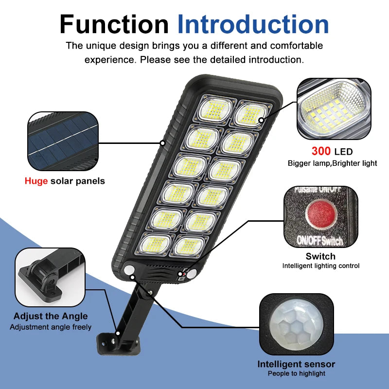 9000 Lumens Super Bright Solar Street Lamp Outdoor Garden Security LED COB Path Light Waterproof With Motion Sensor Remote Night Lights