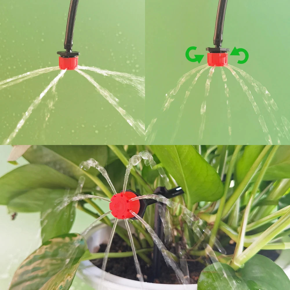 WUJIE 5M-25M Micro Drip Watering Kit Garden DIY Automatic Irrigation System & Adjustable Dripper 4/7'' Hose for Greenhouse