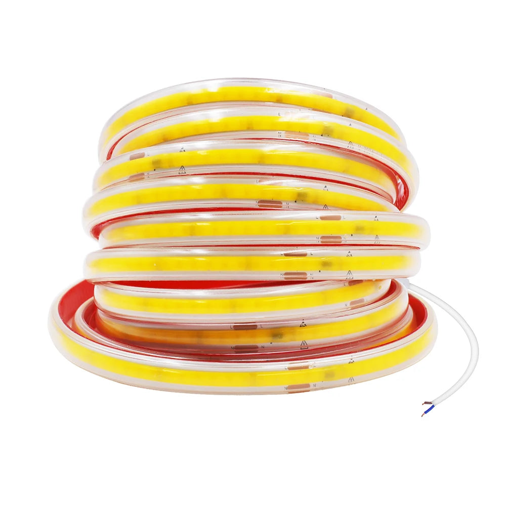 220V RA90 COB LED Strip Light Bright Waterproof Driver Build In 10cm Can Be Cut 240LEDs/M Flexible Adhesive Tape Home Decoration