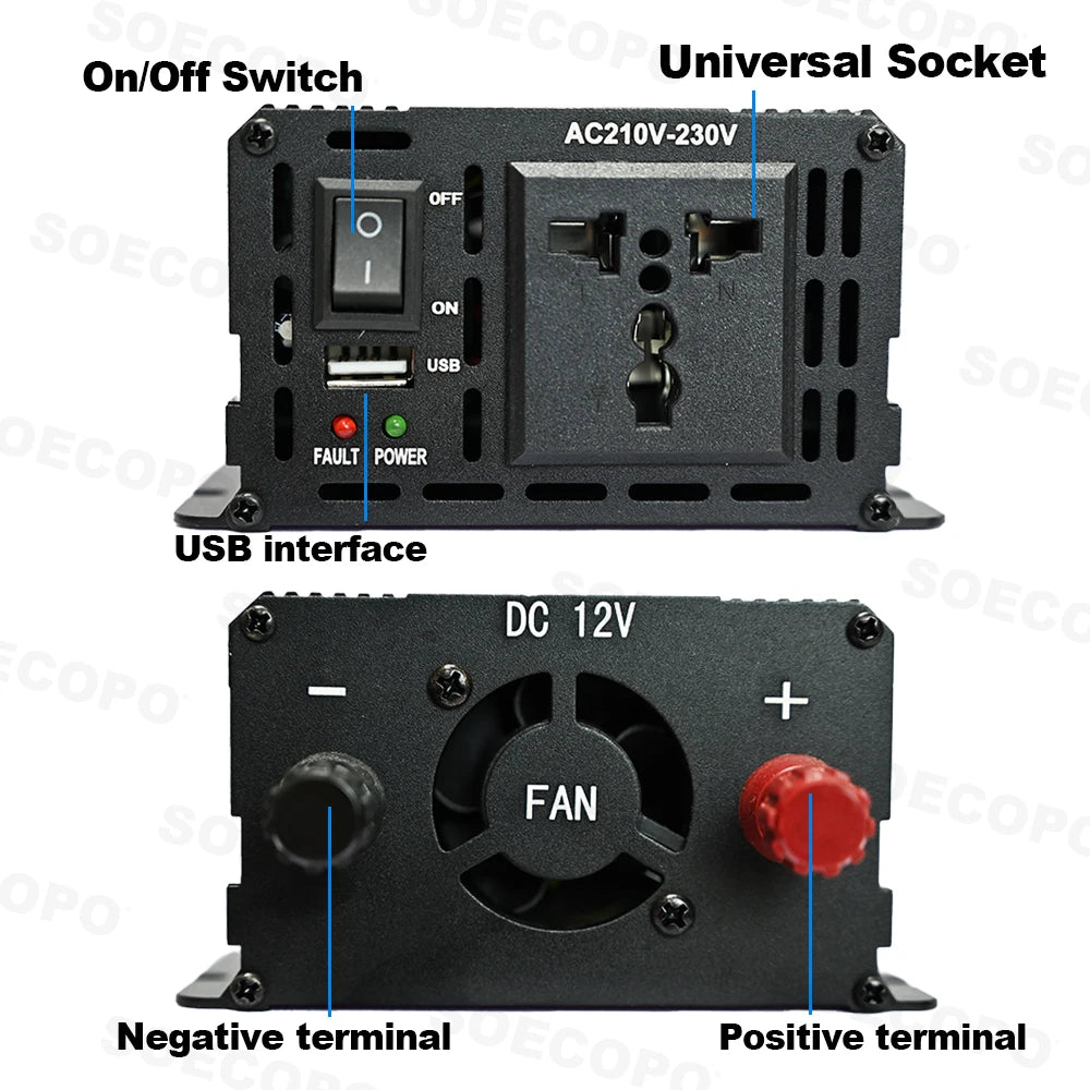SOECOPO 7000W Peak Solar System Kit 2x800W Panels 100A Controller DC 12V To AC 110V 220V Inverter Generator for Home Camping