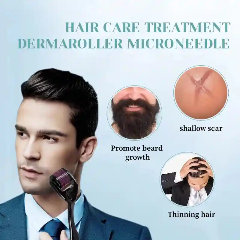 Derma Roller for Hair and Beard Growth - 540 Titanium Needles Massage Roller Tidesmit