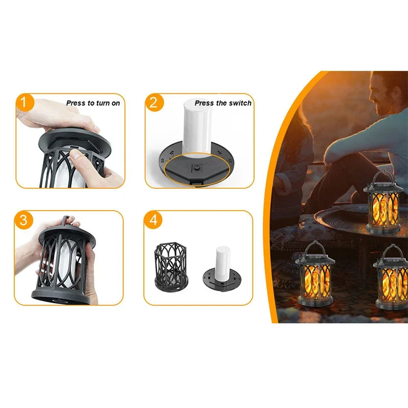 2PCS Solar Flame Hanging Lamp Outdoor Solar Light Garden Waterproof Flame Flickering Effect Christmas Garden Patio Yard Path Light