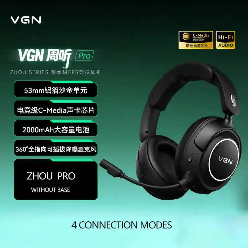 Tidesmit Wireless Gaming Headset – Low Latency Over-Ear PC Audio zhou pro -black Tidesmit