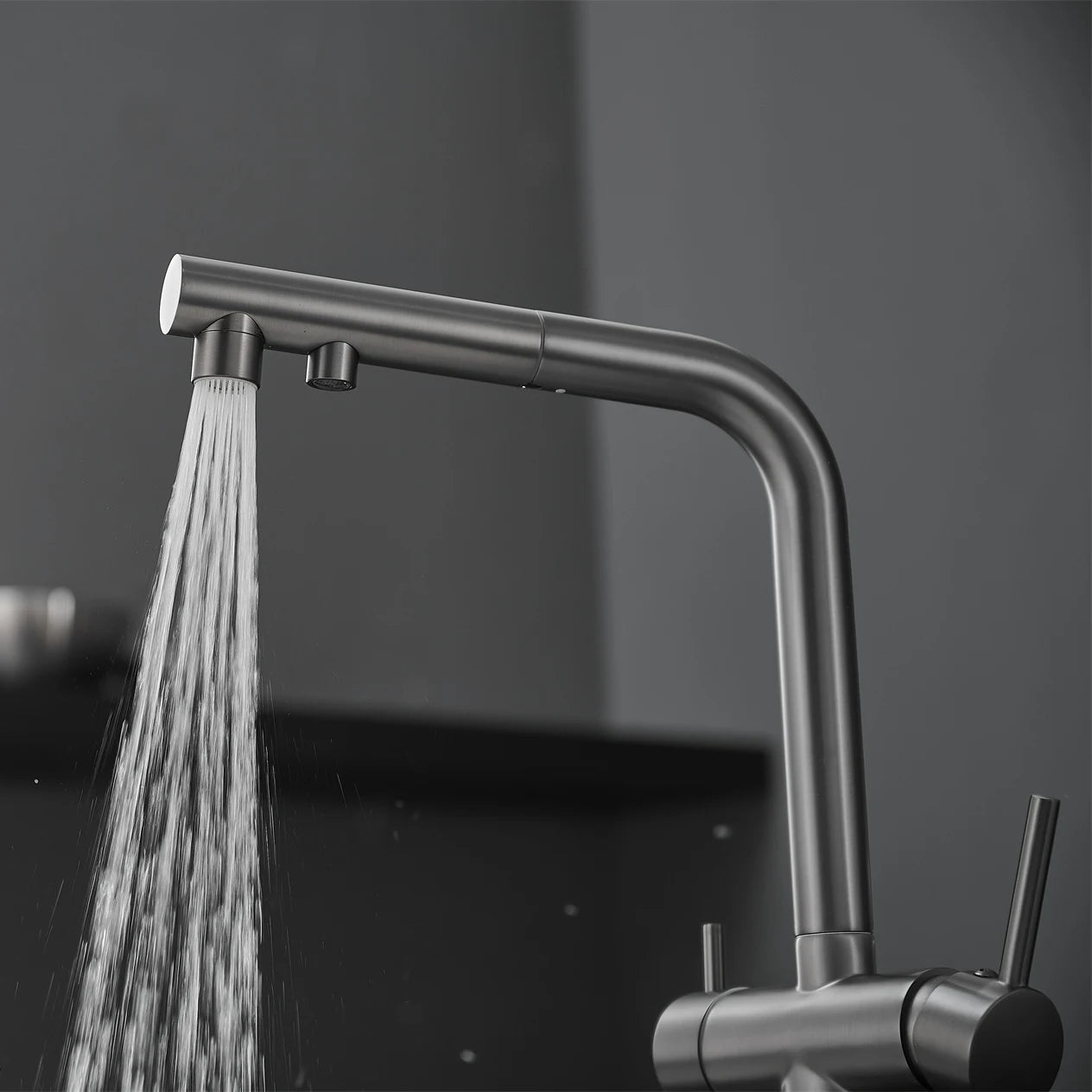 White Hot Cold Filter Kitchen Sink Faucets 3 Ways Pure Water Pull Out Kitchen Sink Mixer Tap Brass Filter Kitchen Sink Faucet
