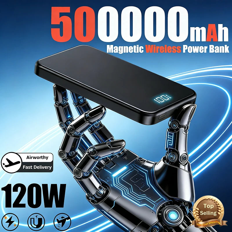 Magnetic Wireless Power Bank 50000mAh 120W Fast Charge for Devices Tidesmit