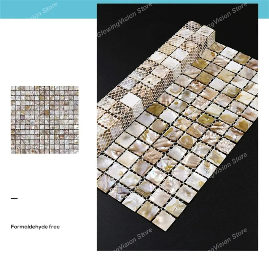30 CM Natural Shell Mosaic Tile Sticker Sheet Mother of Pearl Wallpaper Tile for Interior Decoration Bathroom Kitchen Wall Tiles