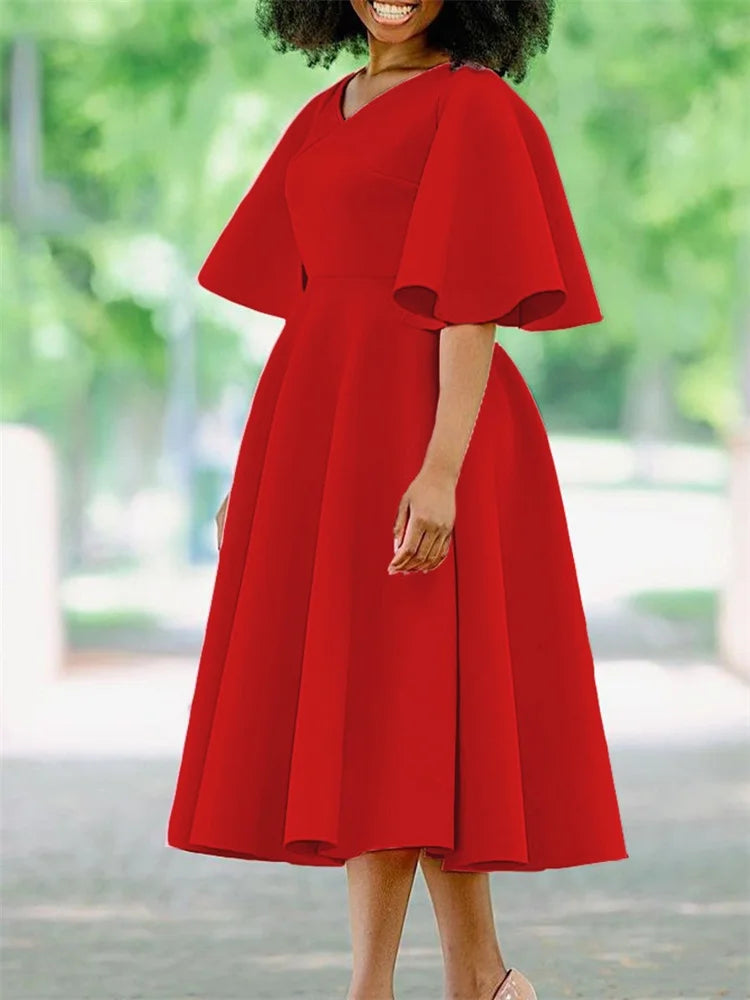 Wmstar Dresses for Women V Neck Elegant Fashion Party Maxi Dress New in Summer Fashion Clothes Wholesale Dropshipping S-3XL