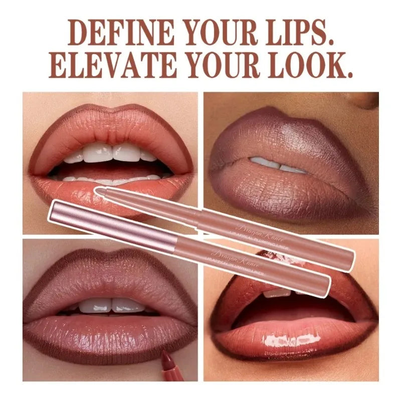 Long-lasting waterproof matte lip liner pencil for smooth, defined velvet finish and seamless lip contouring.