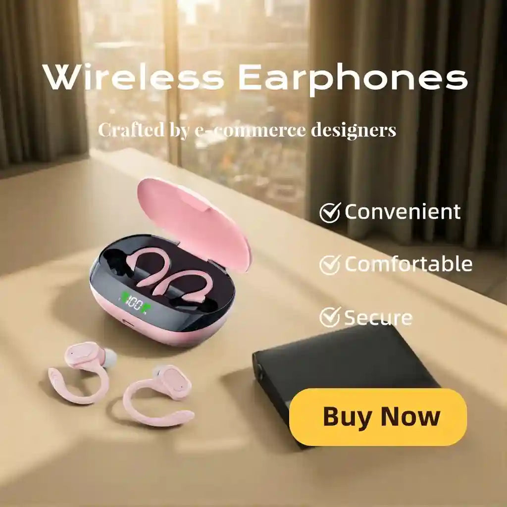 Wireless Bluetooth Earhook Headphones with Mic for Active Sports Tidesmit