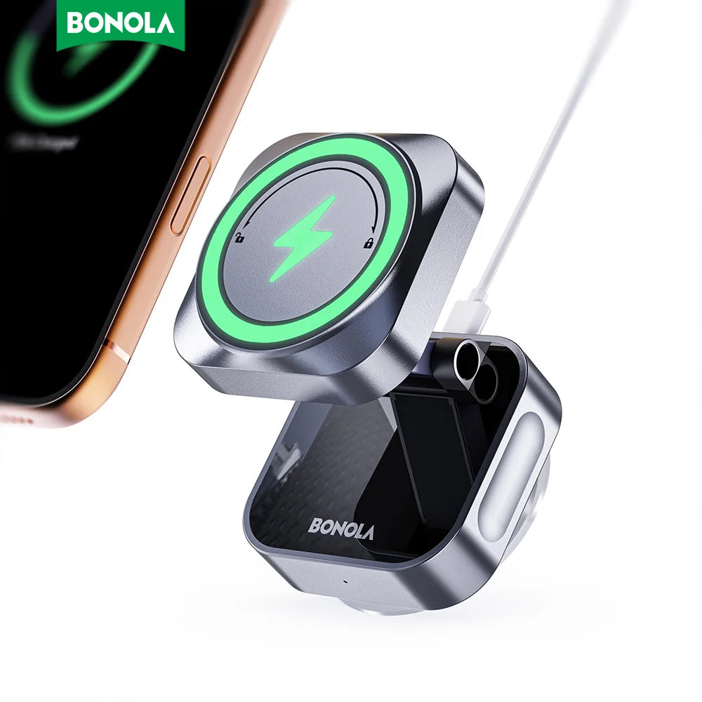 Vacuum Suction Wireless Charger - 15W MagSafe Compatible Stand Tidesmit
