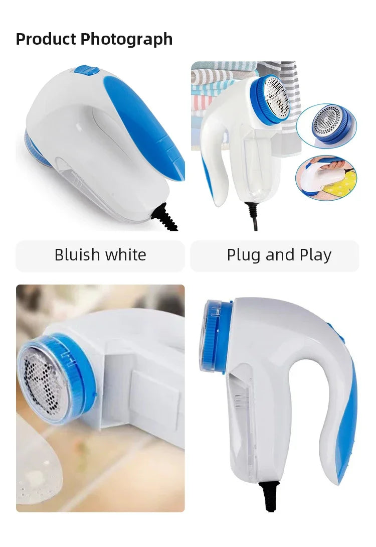 Tidesmit portable electric lint remover and sweater shaver showing internal blade mechanism and debris container