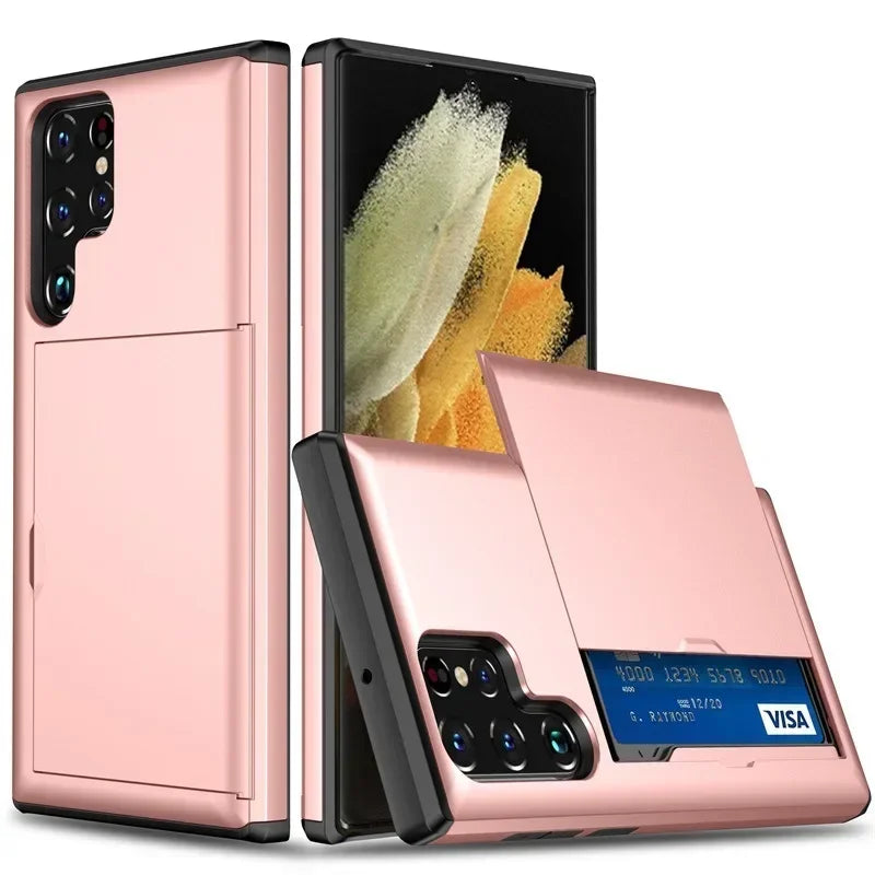 Samsung Galaxy S24 Ultra Case with Card Holder & Shockproof Protection Rose Gold Tidesmit