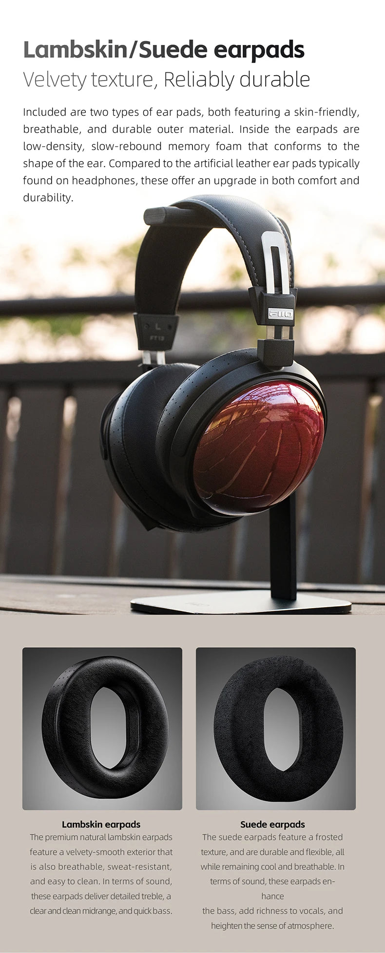 FiiO FT13 Closed-Back Audiophile Headphones in Purpleheart Wood Tidesmit
