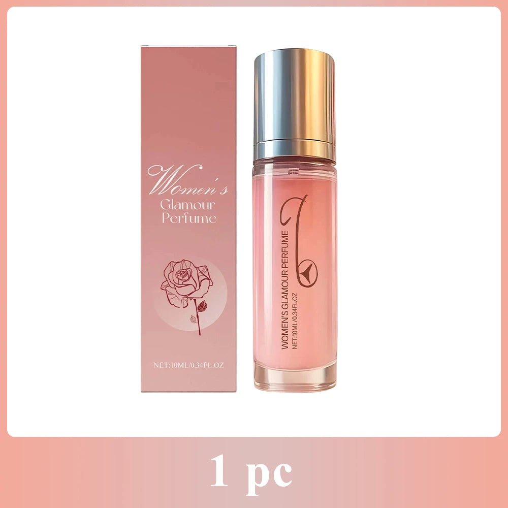 Women’s Glamour Pheromone Perfume spray, rose scent, portable 10ml glass bottle, long-lasting fragrance for women.