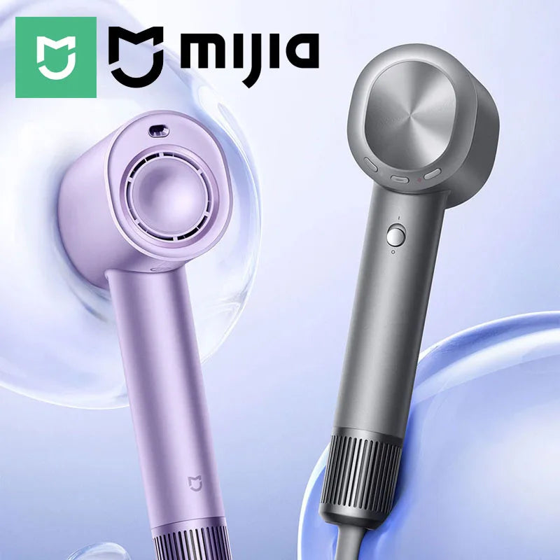 MIJIA H701 professional high-speed hair dryer in purple and grey, featuring water ion technology for quick hair care.