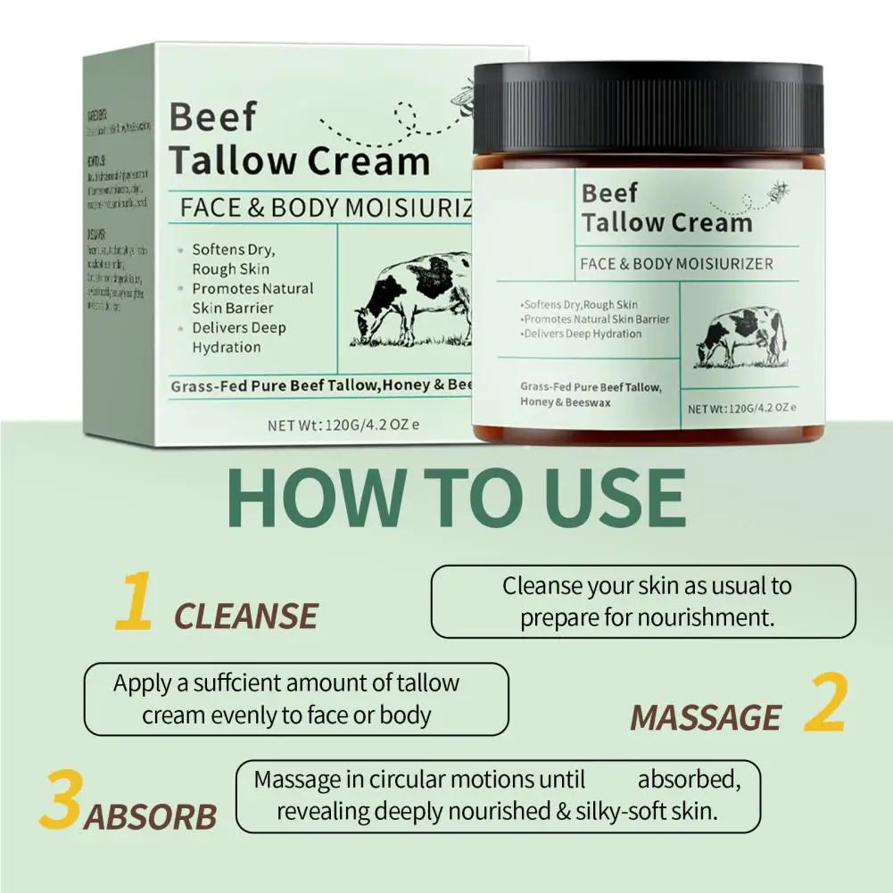2PCS Beef Tallow Honey Moisturizer Cream Brightening Rejuvenation Nourishing Hydrating Redness Repair Pore Women Cosmetics 120g
