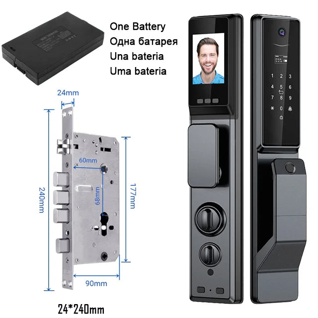 Outdoor Waterproof Lock Wifi Tuya APP Remote Voice Intercom Electronic Door Lock Face Fingerprint Smart Door Lock With Camera